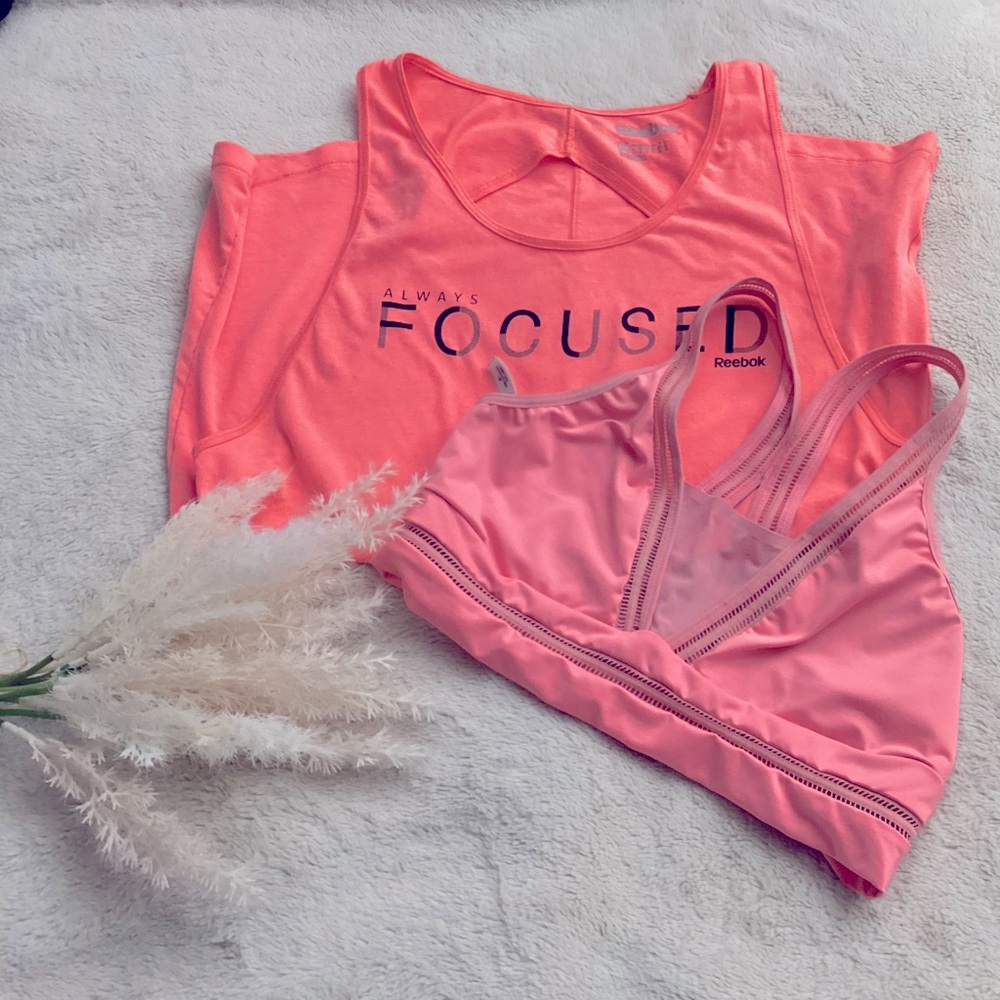 VSX Victoria’s Secret sports bra and Reebok tank bundle size medium